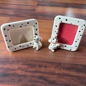 Disney 101 Dalmatians Ceramic Picture Frames Set of 2 Made in Japan Vintage